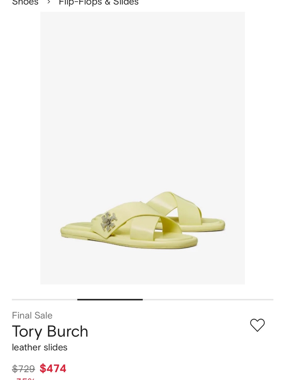 Tory Burch Pale Yellow Crisscross Leather Slide Sandals